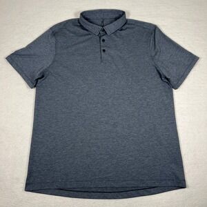 Lululemon Men's L Short‎ Sleeve Heathered Gray Polo Shirt Performance Golf